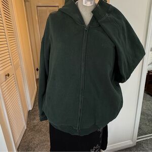 Roots Women's XL  Dark Green Teddy Zip-Up Jacket